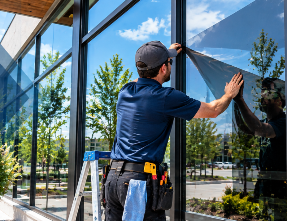 Exterior window film installation